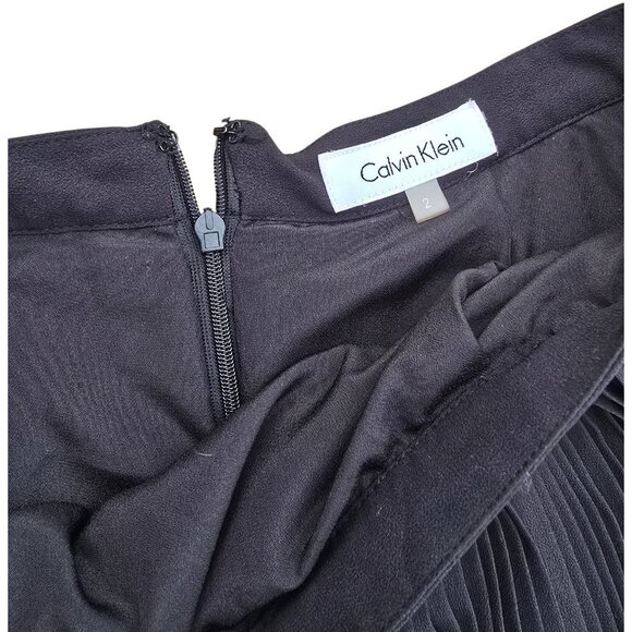 Calvin Klein Womens Pleated A-Line Skirt Navy Size 2 Knee Length Lightweight - Picture 3 of 5